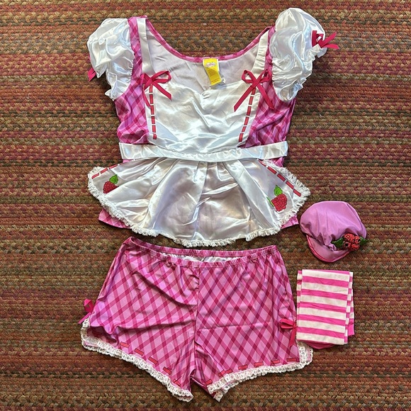 NEW ADULT RASPBERRY TART STRAWBERRY SHORTCAKE HALLOWEEN COSTUME COSPLAY SEXY - Picture 2 of 9